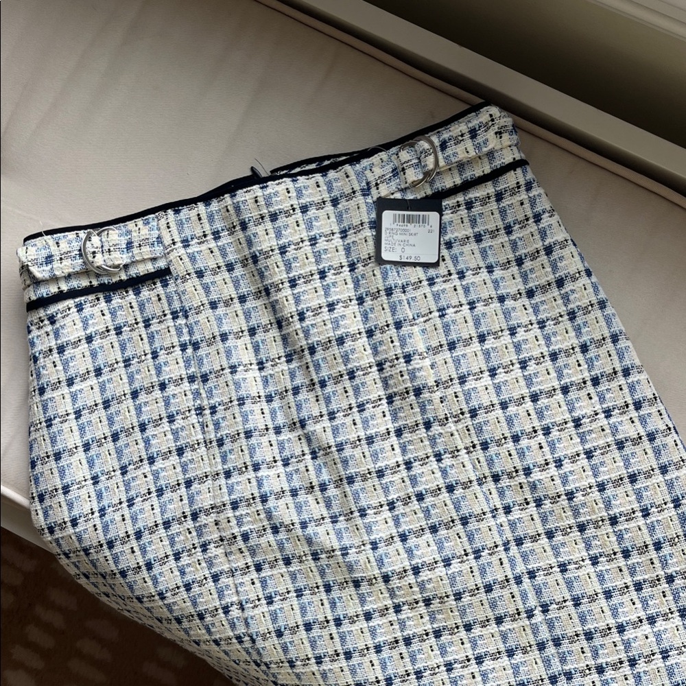 Club Monaco Blue and Cream Plaid Skirt